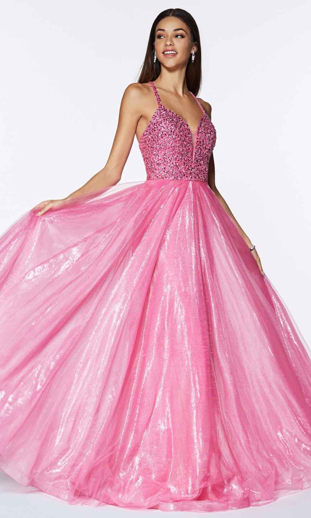 Cinderella Divine - CR835 Beaded A-Line Dress In Pink