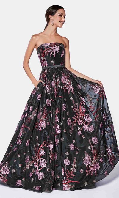 Cinderella Divine - CS031 Floral A-Line Dress In Black