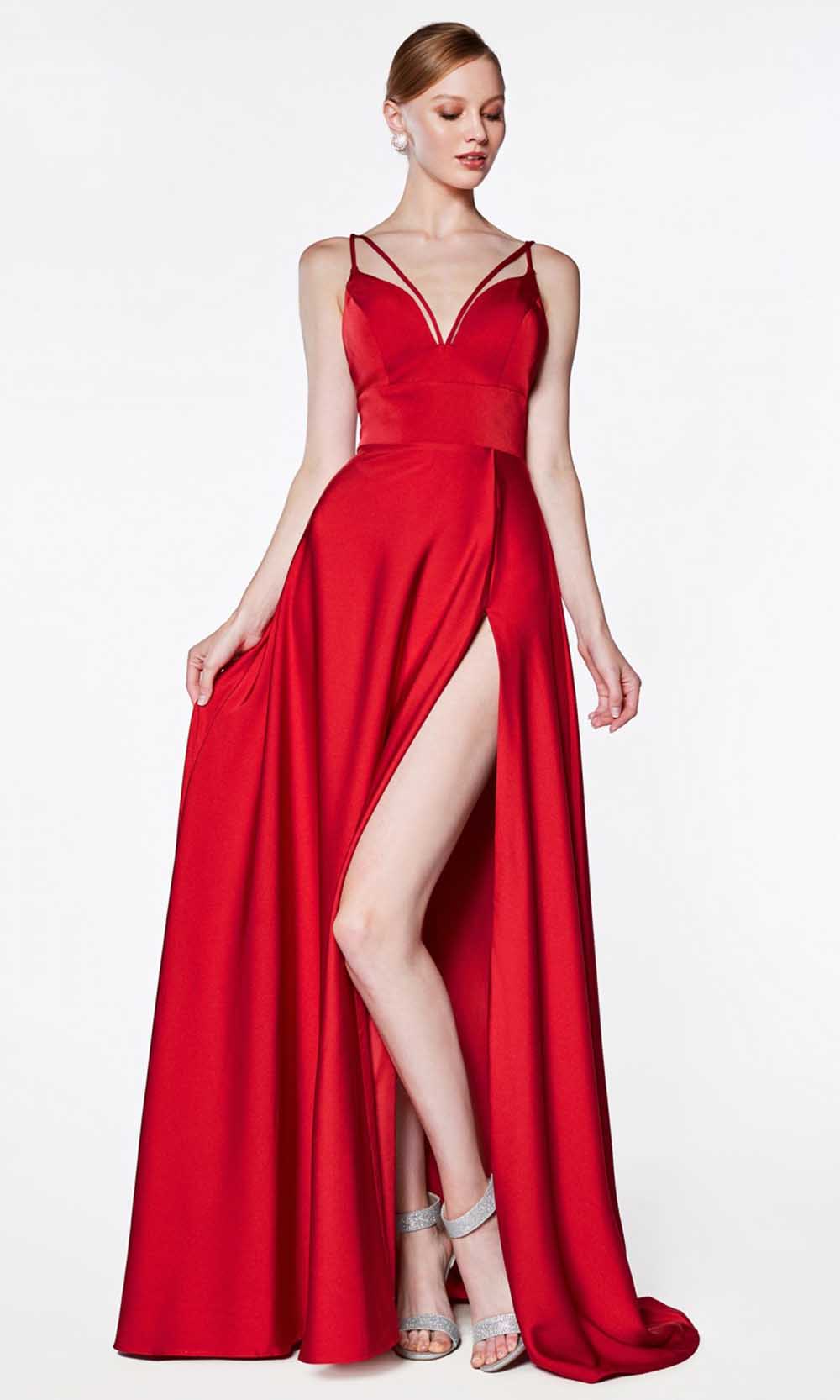 Cinderella Divine - CS034 Double Strap A-Line Gown In Red