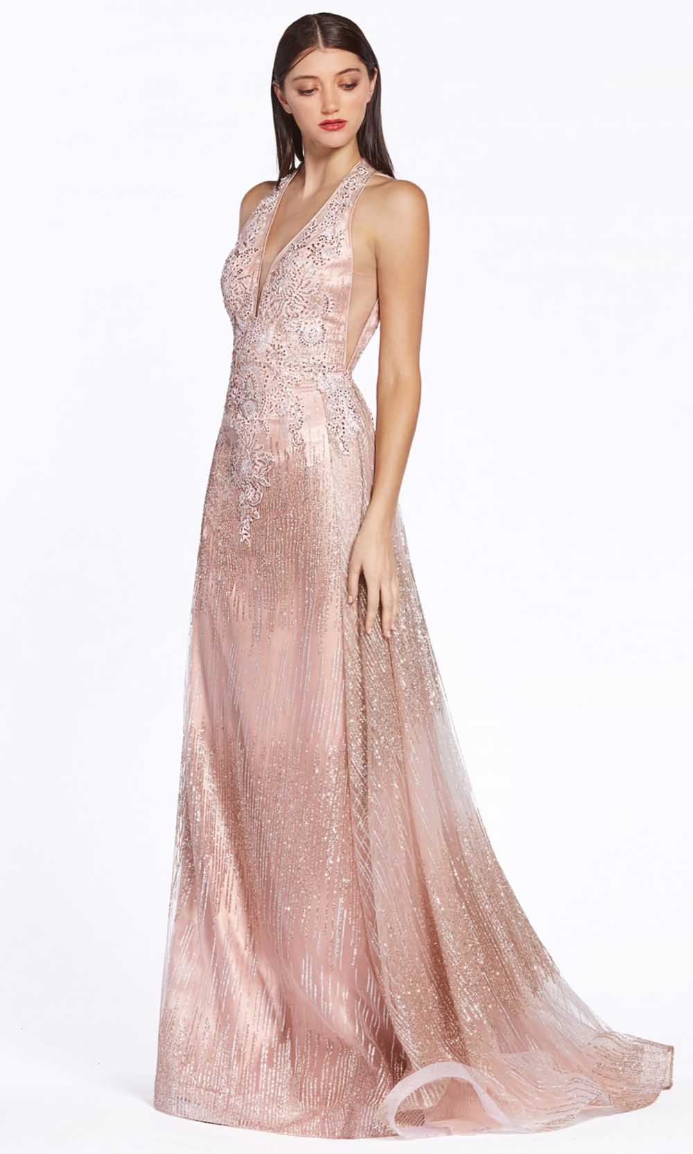 ROSE GOLD Cinderella Divine - CW767 Fitted Glitter Gown | Long A-Line ...