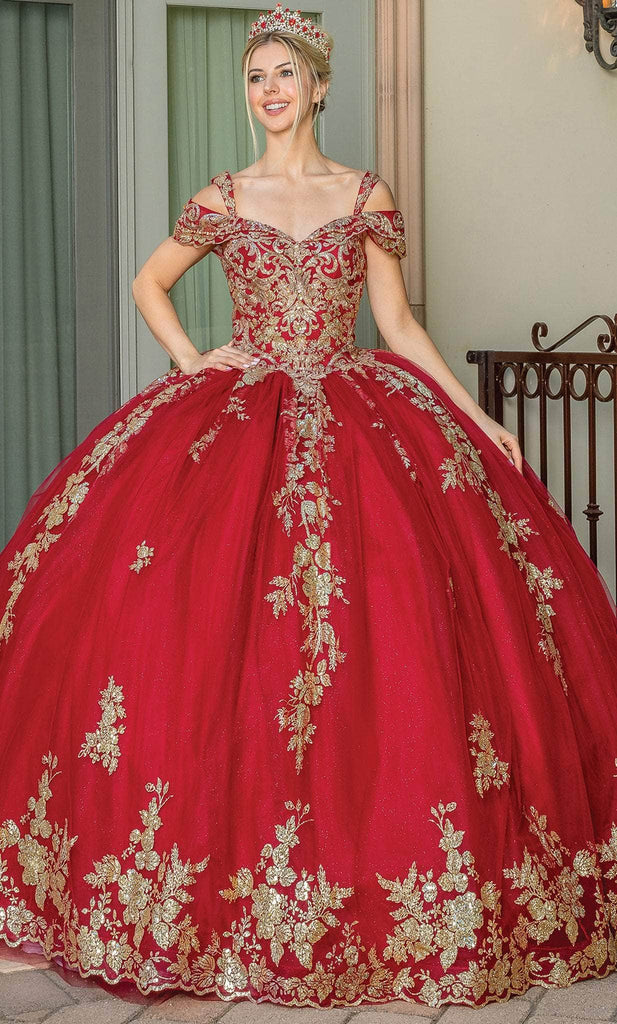 Red Plus Size Ball Gown Puffy Red Quinceanera Dresses With Pearls Lace  Applique And Long Sleeves Elegant Prom And Formal Evening Gresses From  Weddingpalacedress, $155.82