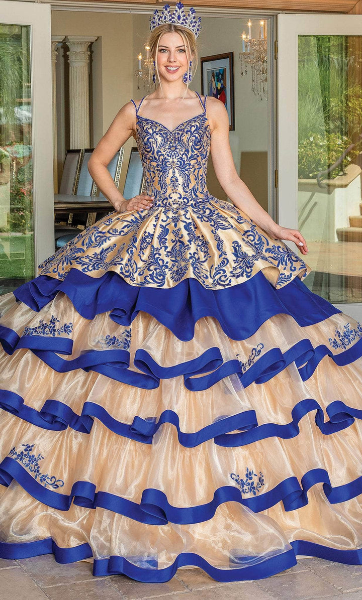 Blue and gold outlet gowns