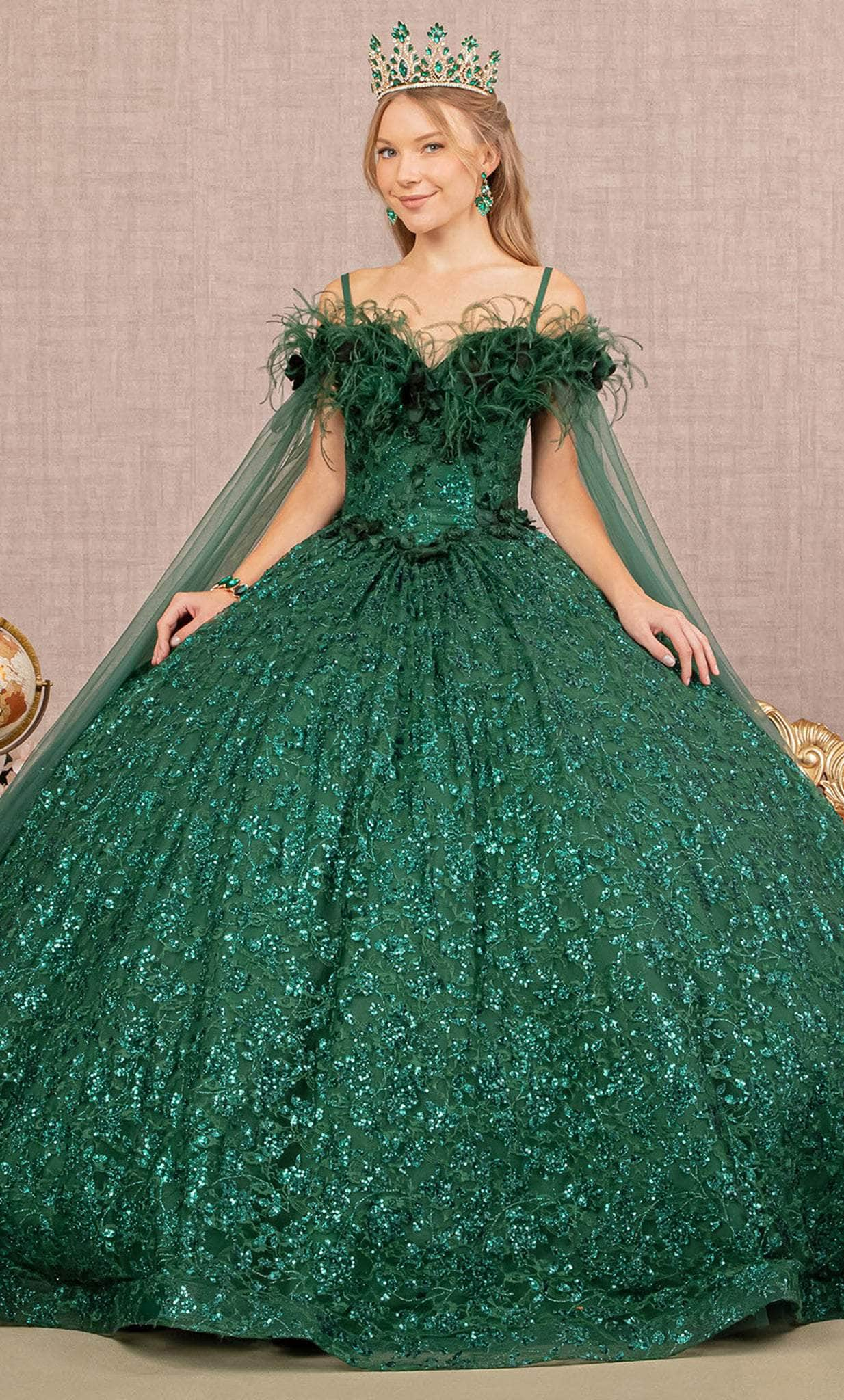 Elizabeth K GL3169 - Cold Shoulder Quinceanera Gown Special Occasion Dress XS / Green