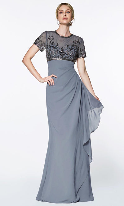 Cinderella Divine - J0295 Embellished Empire Dress In Gray