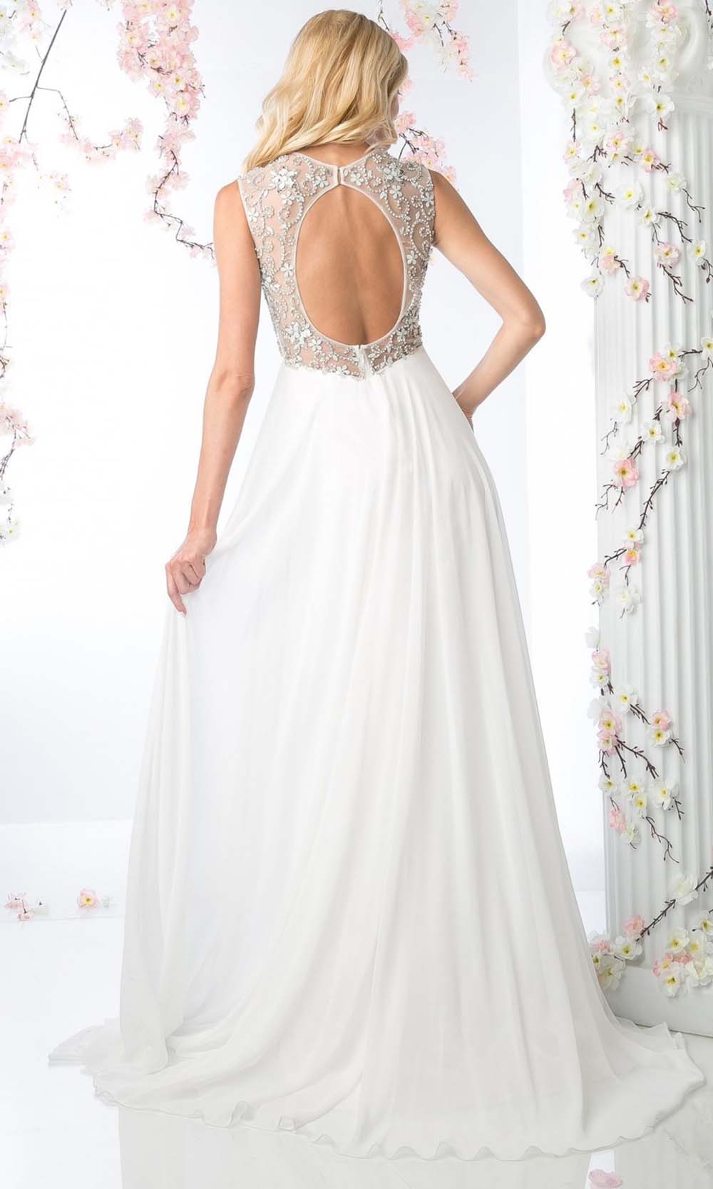 Cinderella Divine - J741 Beaded Chiffon Dress In White