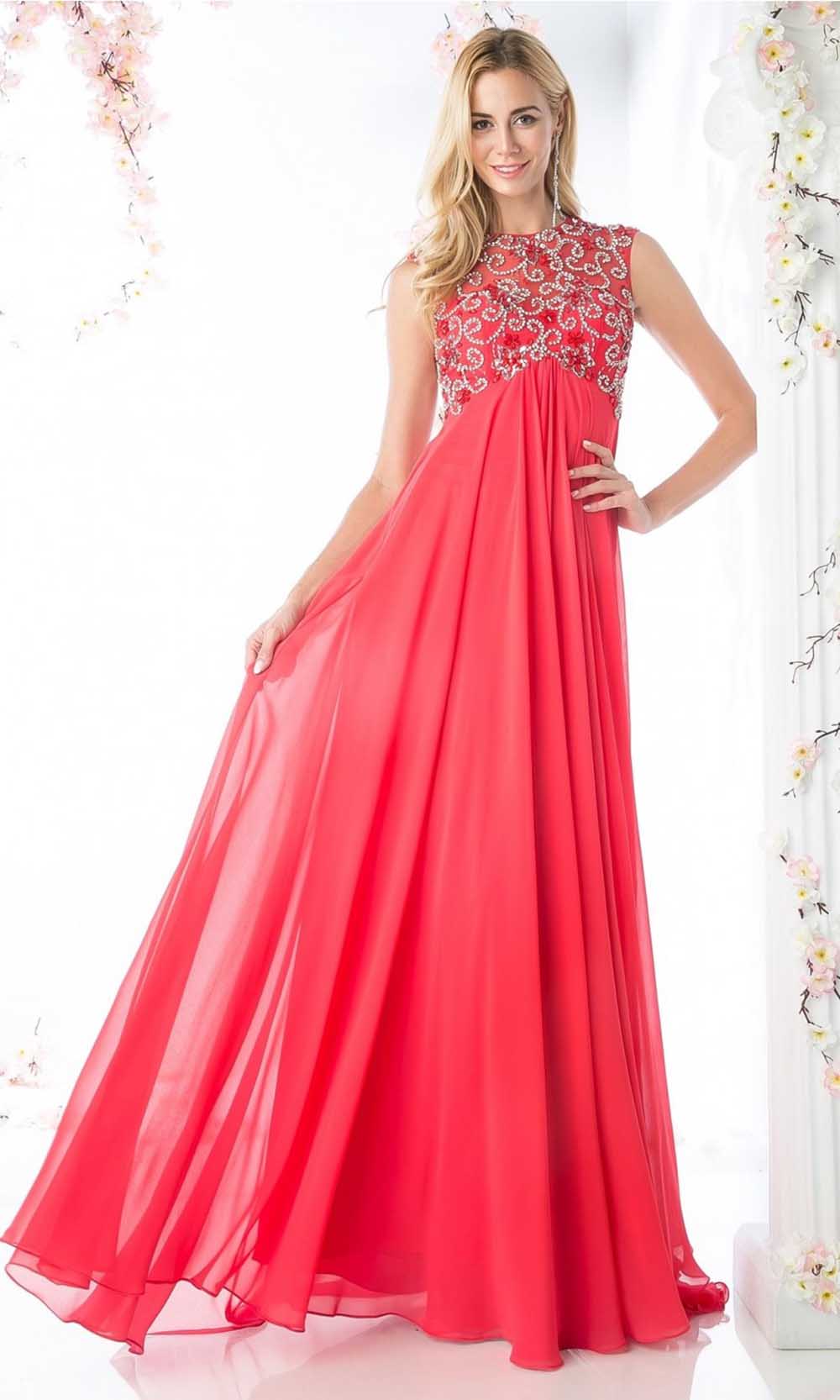 Cinderella Divine - J741 Beaded Chiffon Dress In Pink