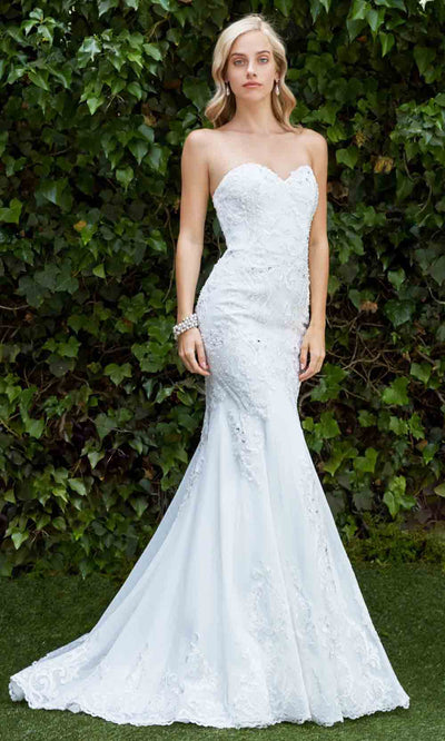 Cinderella Divine - KC1762 Sweetheart Embroidered Gown In White