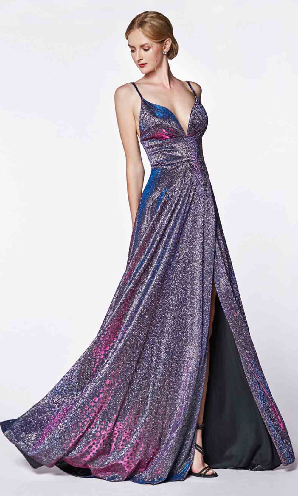 Cinderella Divine - KC878 Glitter A-Line Gown In Purple