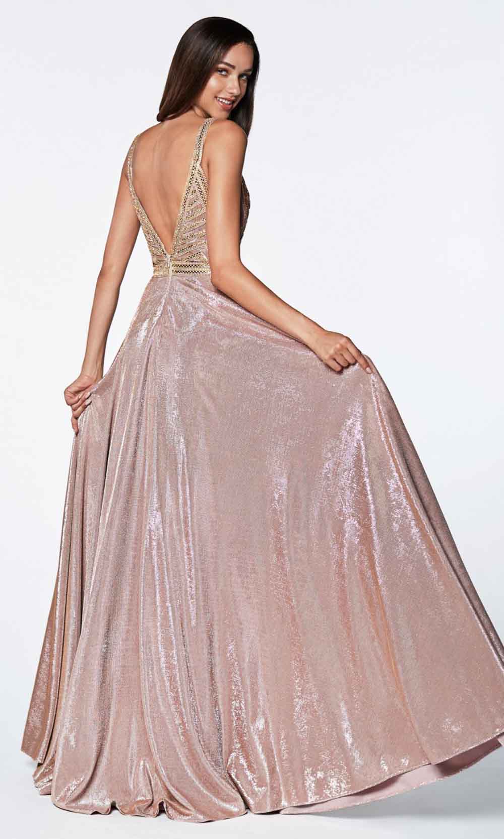 Cinderella Divine - KC879 Glitter Metallic Gown In Pink