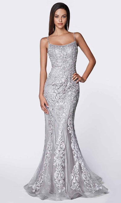Cinderella Divine - KC885 Lace Mermaid Gown In Gray