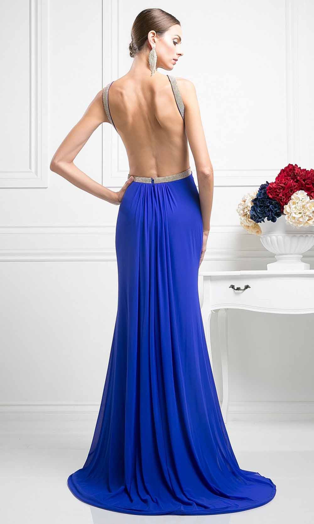 Cinderella Divine - KD019 Beaded Halter Dress In Blue