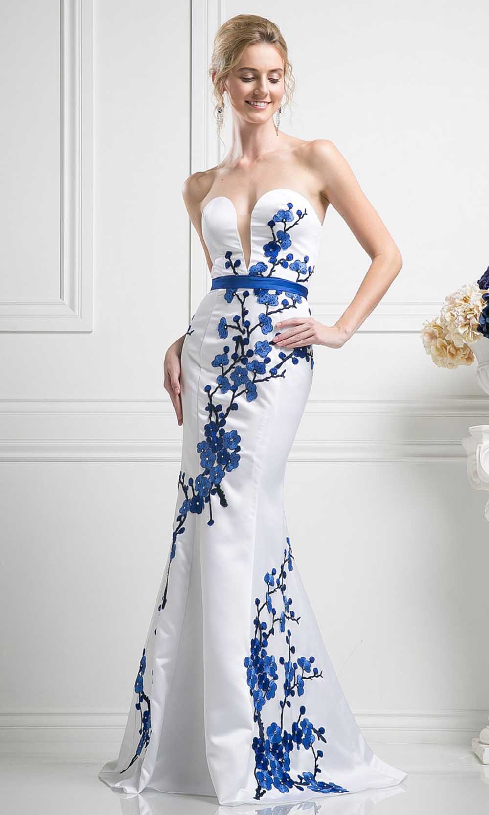 Cinderella Divine - KD052 Floral Embroidered Gown In White