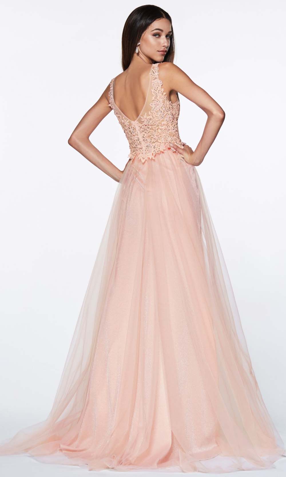 Cinderella Divine - KV1040 Jeweled Lace Gown In Pink