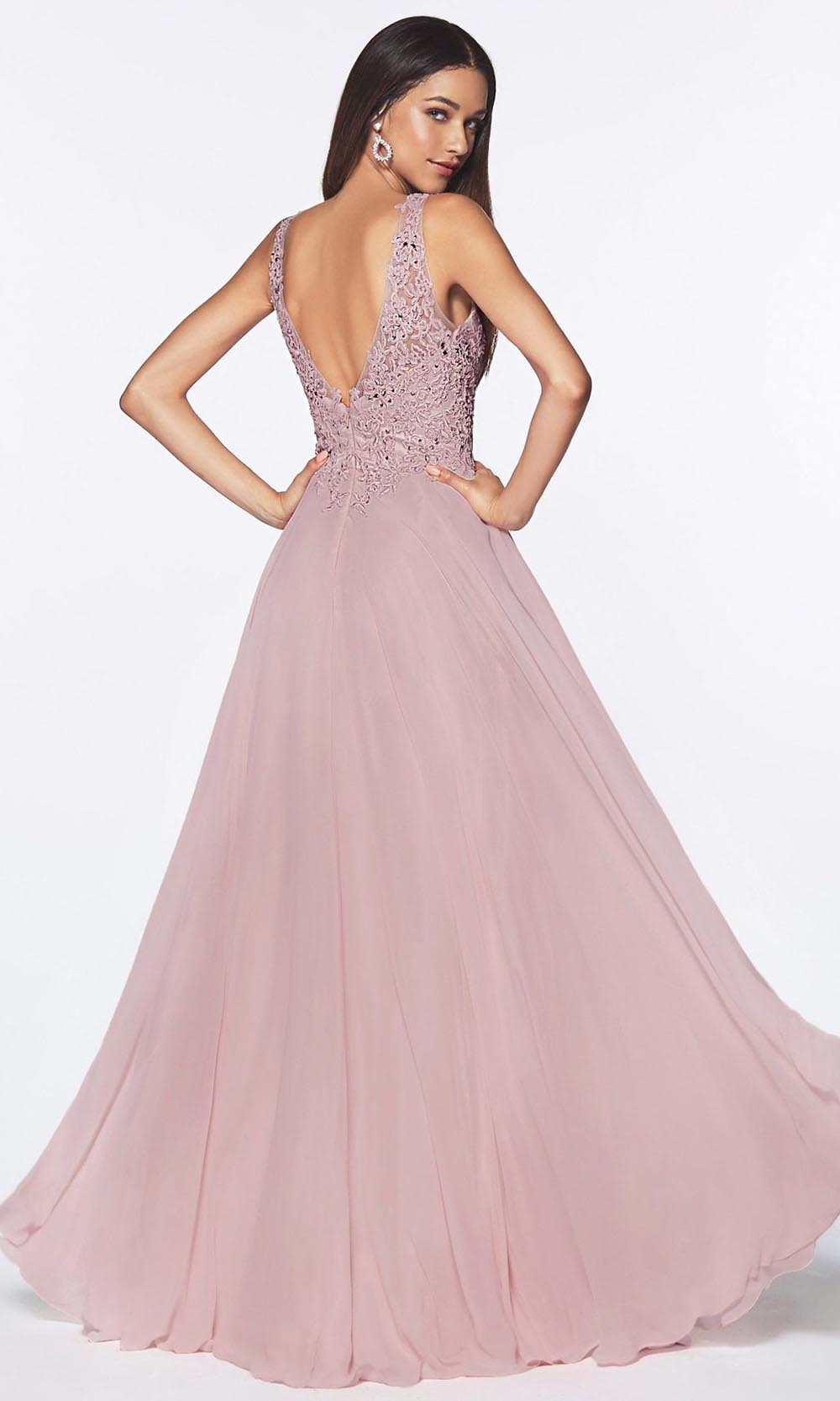 Cinderella Divine - UJ0123 Embellished Flowy Long Dress In Purple and Gray