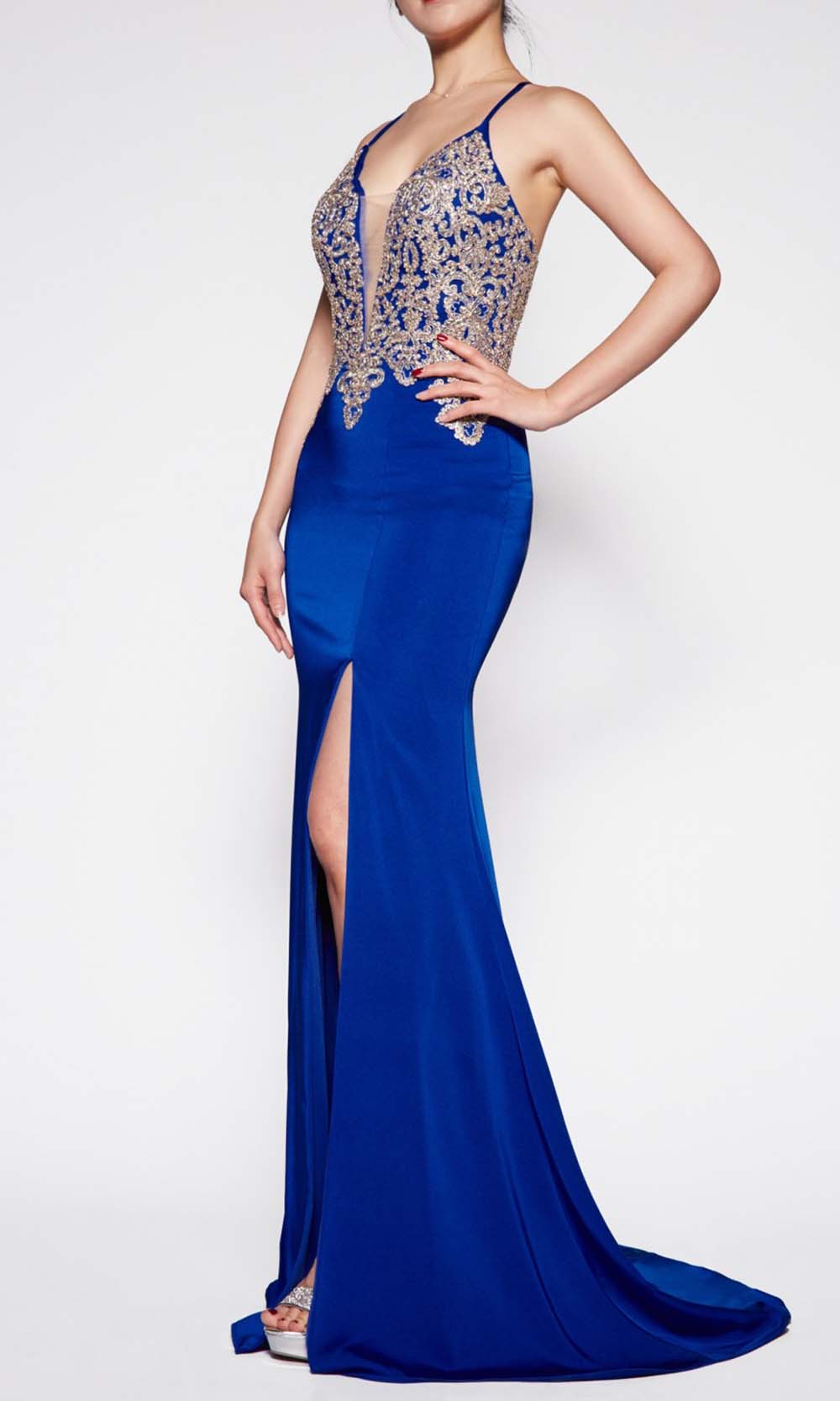 Cinderella Divine - ML927 Sleek And Sexy Trumpet Gown In Blue