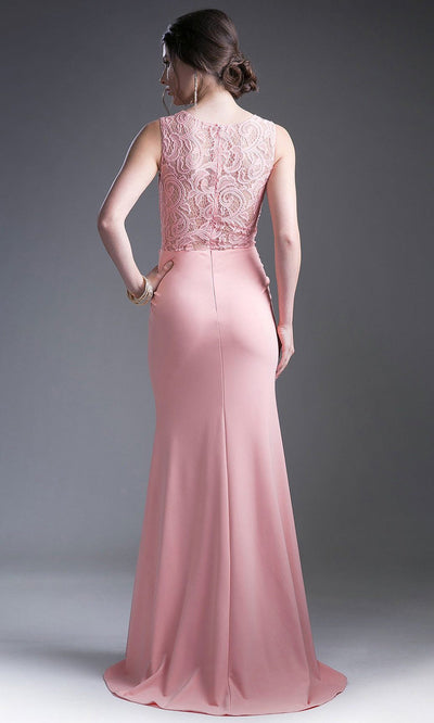 Ladivine - CF115 Lace Jewel Trumpet Dress In Pink