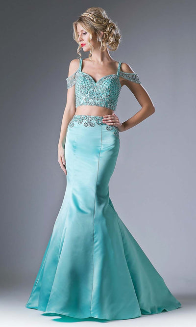 Ladivine - P209 Beaded Two Piece Gown In Green