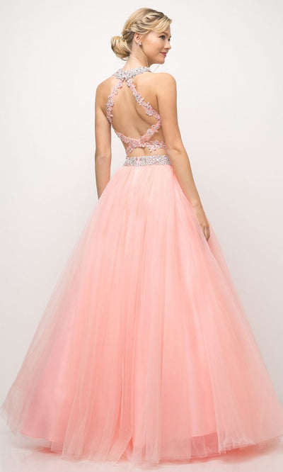 Cinderella Divine - UM078 Halter Dreamy A-Line Gown In Pink