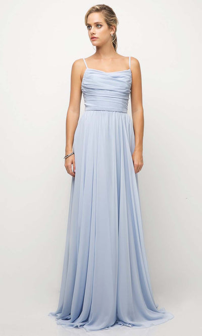 Cinderella Divine - UR136 Cowl Neck A-Line Dress In Blue
