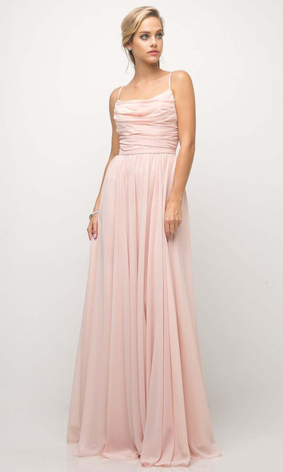 Cinderella Divine - UR136 Cowl Neck A-Line Dress In Pink and White