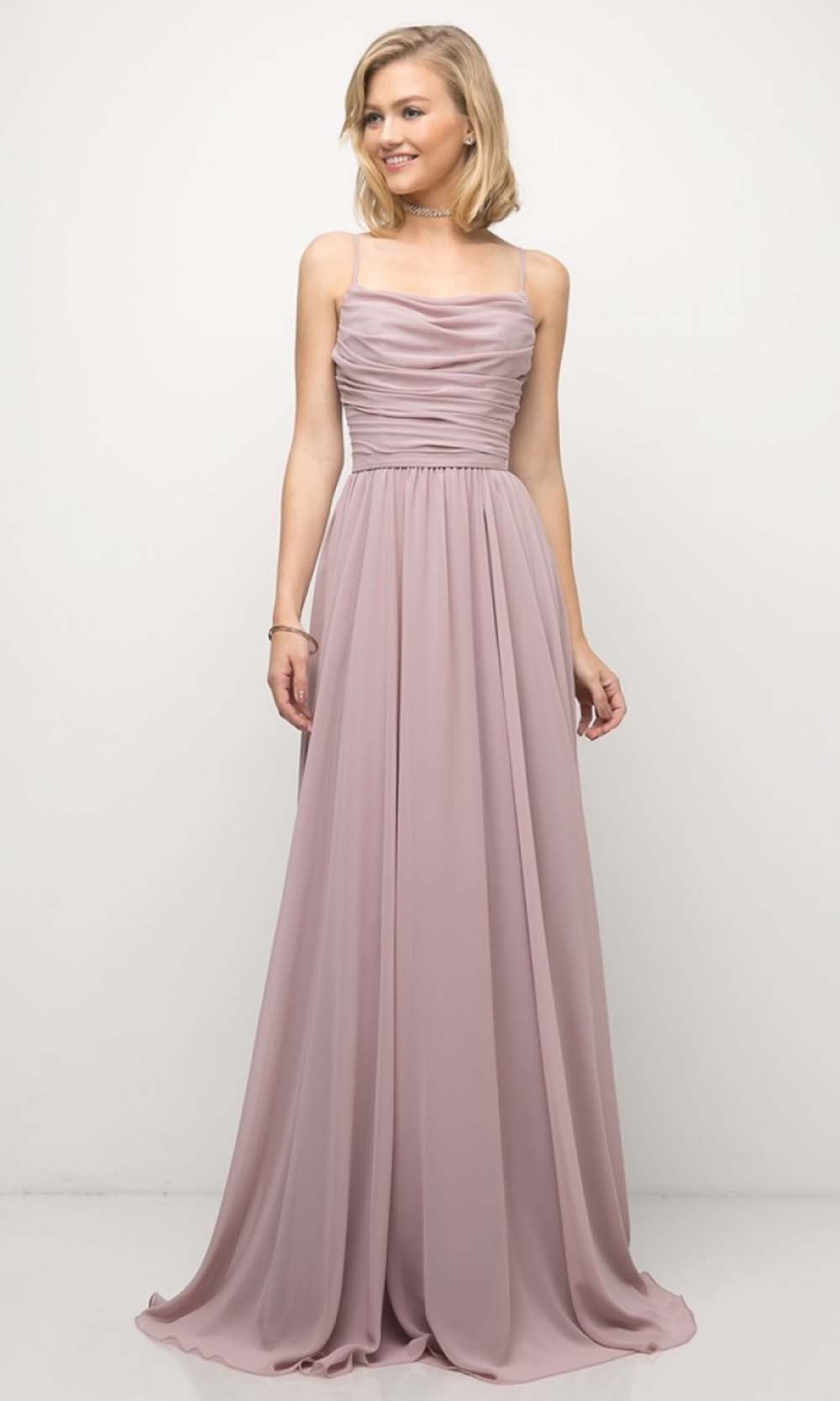 Cinderella Divine - UR136 Cowl Neck A-Line Dress In Purple and Gray