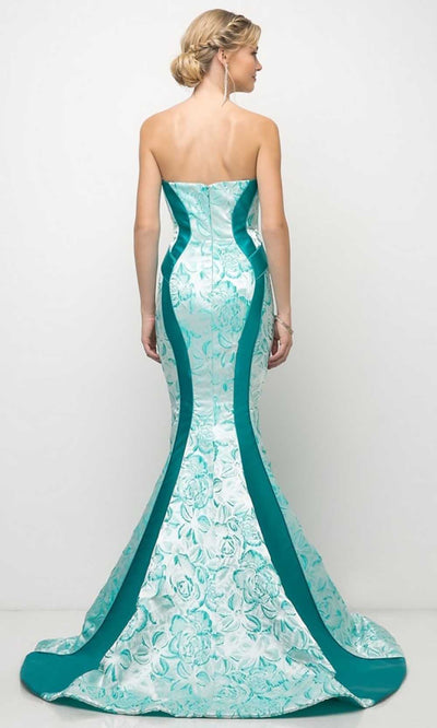 Cinderella Divine - US001 Strapless Floral Mermaid Gown In Green and Blue