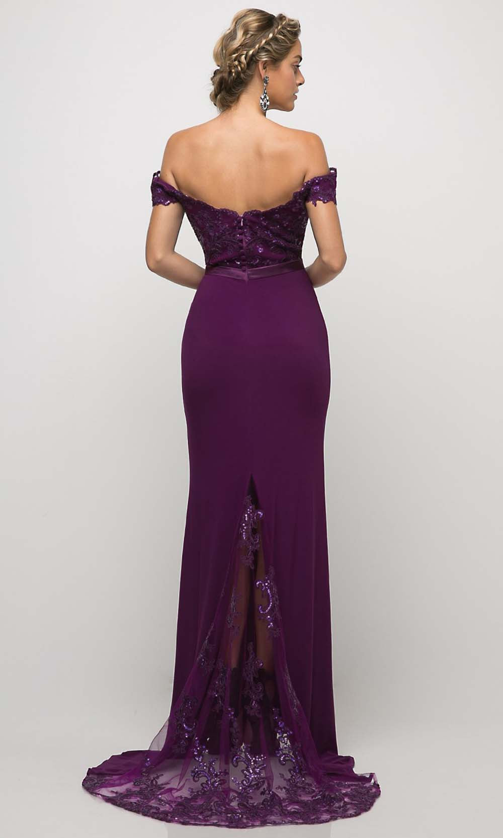 Cinderella Divine - UV001 Embellished Trumpet Gown In Purple and Black