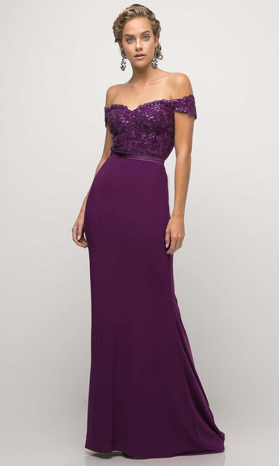 Cinderella Divine - UV001 Embellished Trumpet Gown In Purple and Black