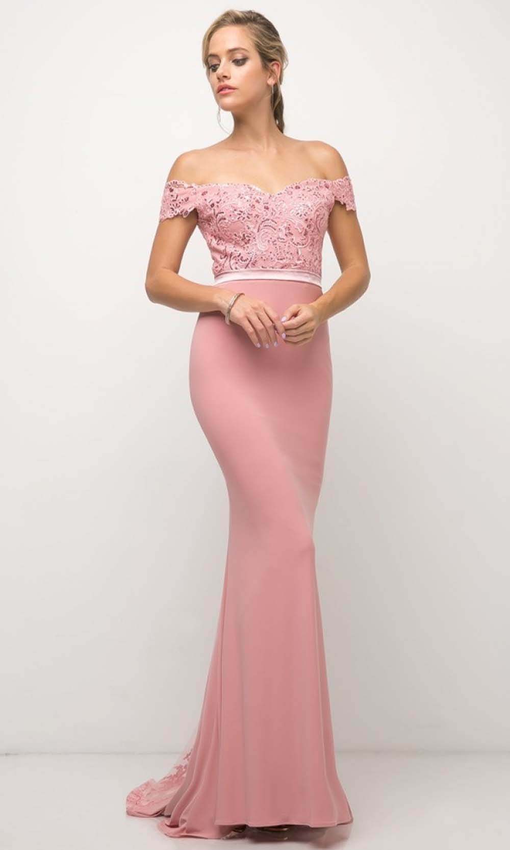 Cinderella Divine - UV001 Embellished Trumpet Gown In Pink